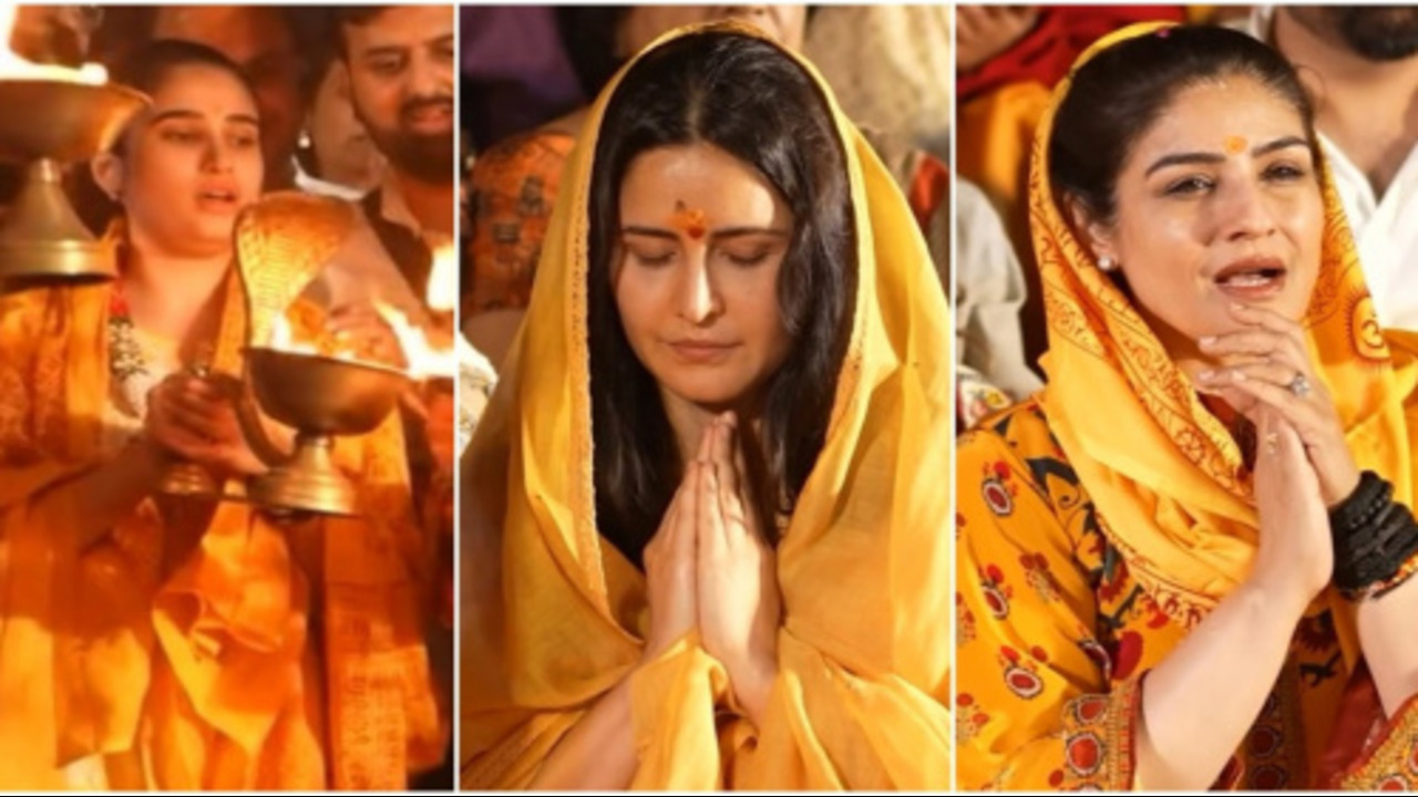 Katrina Kaif, Raveena Tandon And Rasha Thadani Performs Ganga Aarti